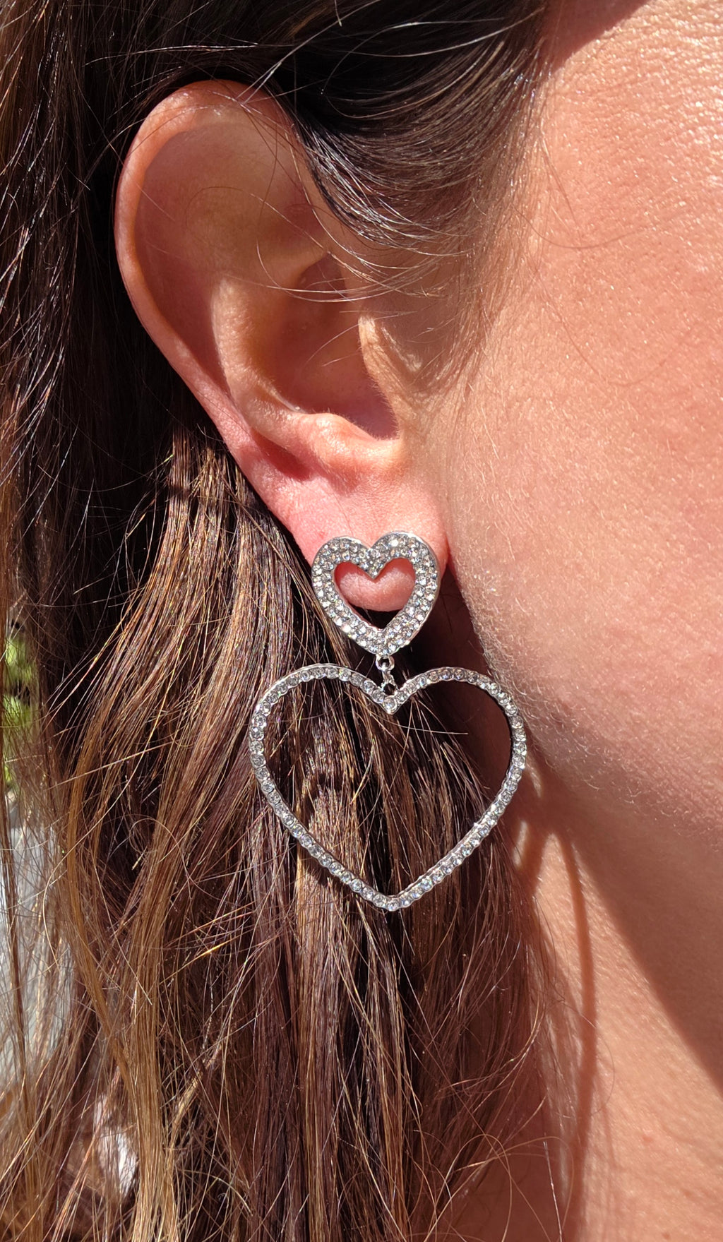Double heart silver Earrings