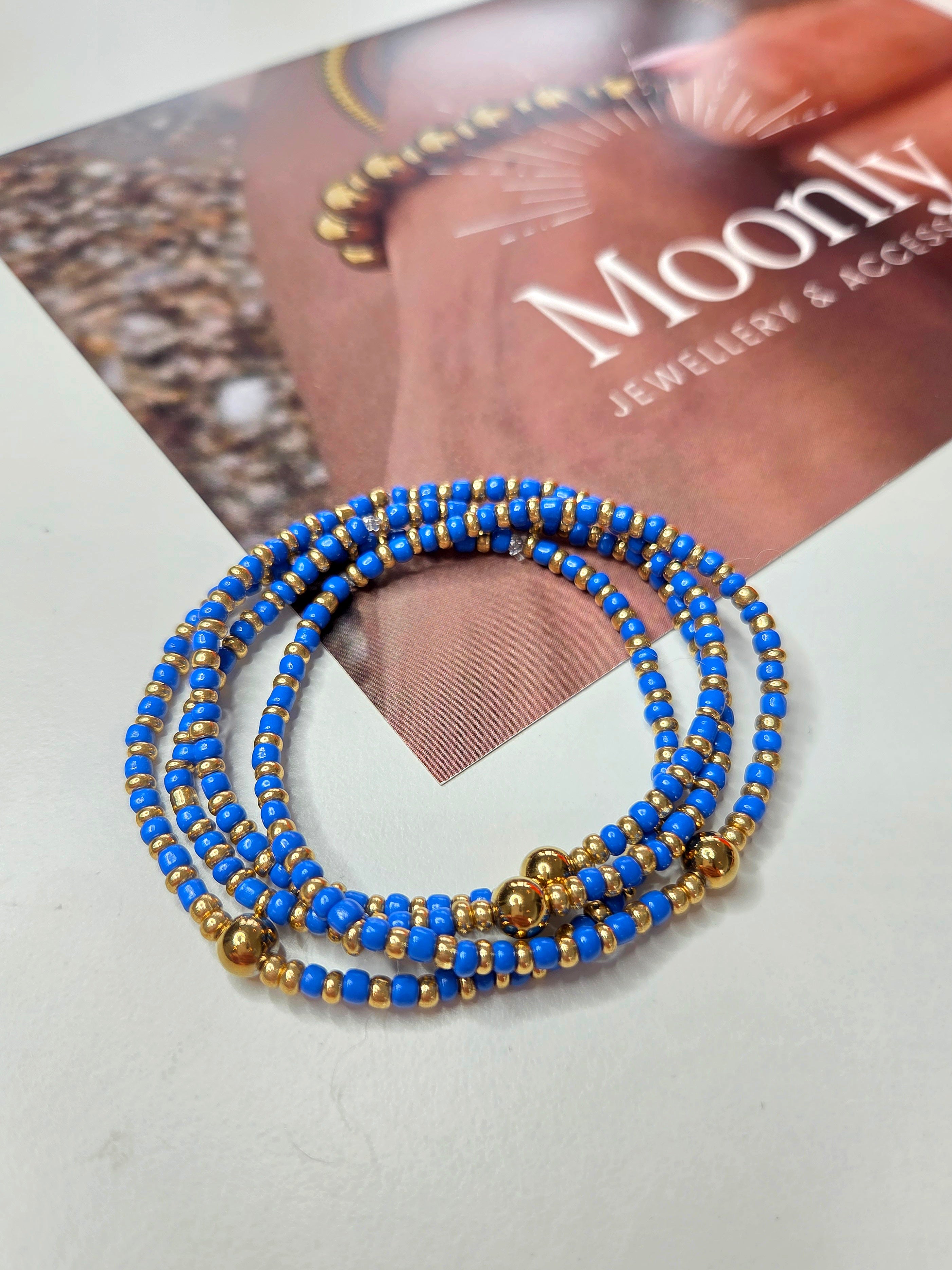 Elastische armband kobalt blauw