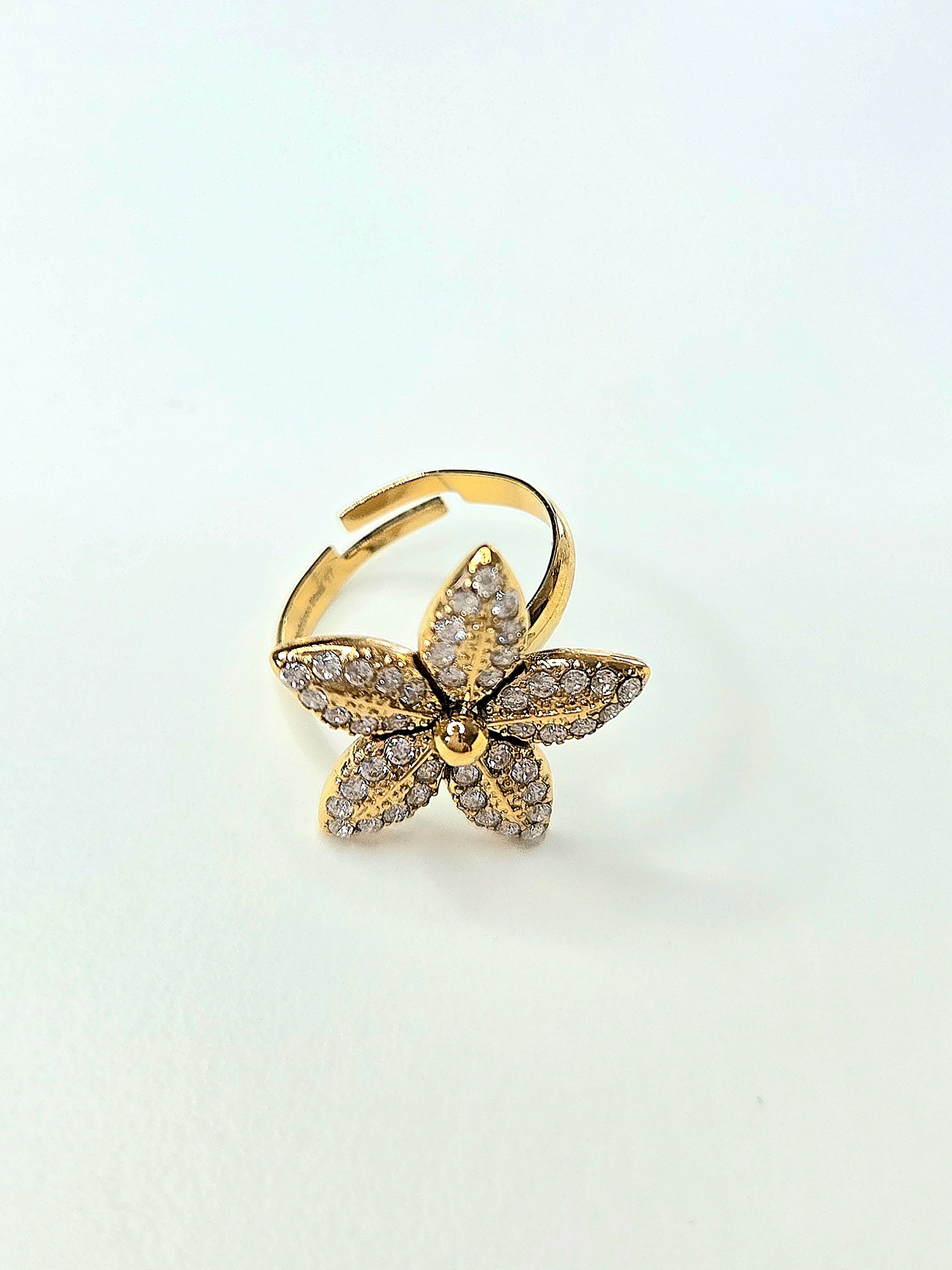 Strass flower ring