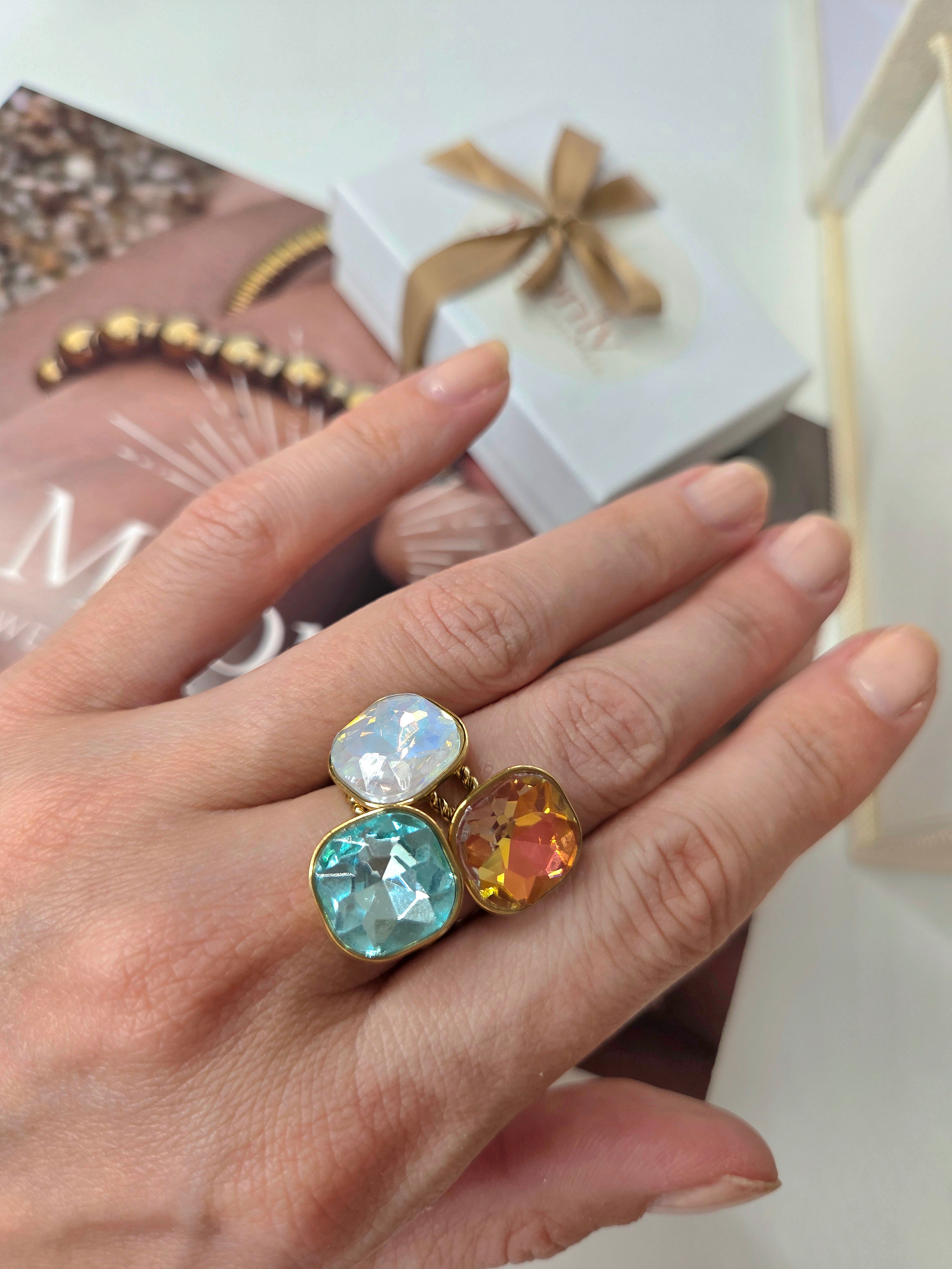 Grey stone ring