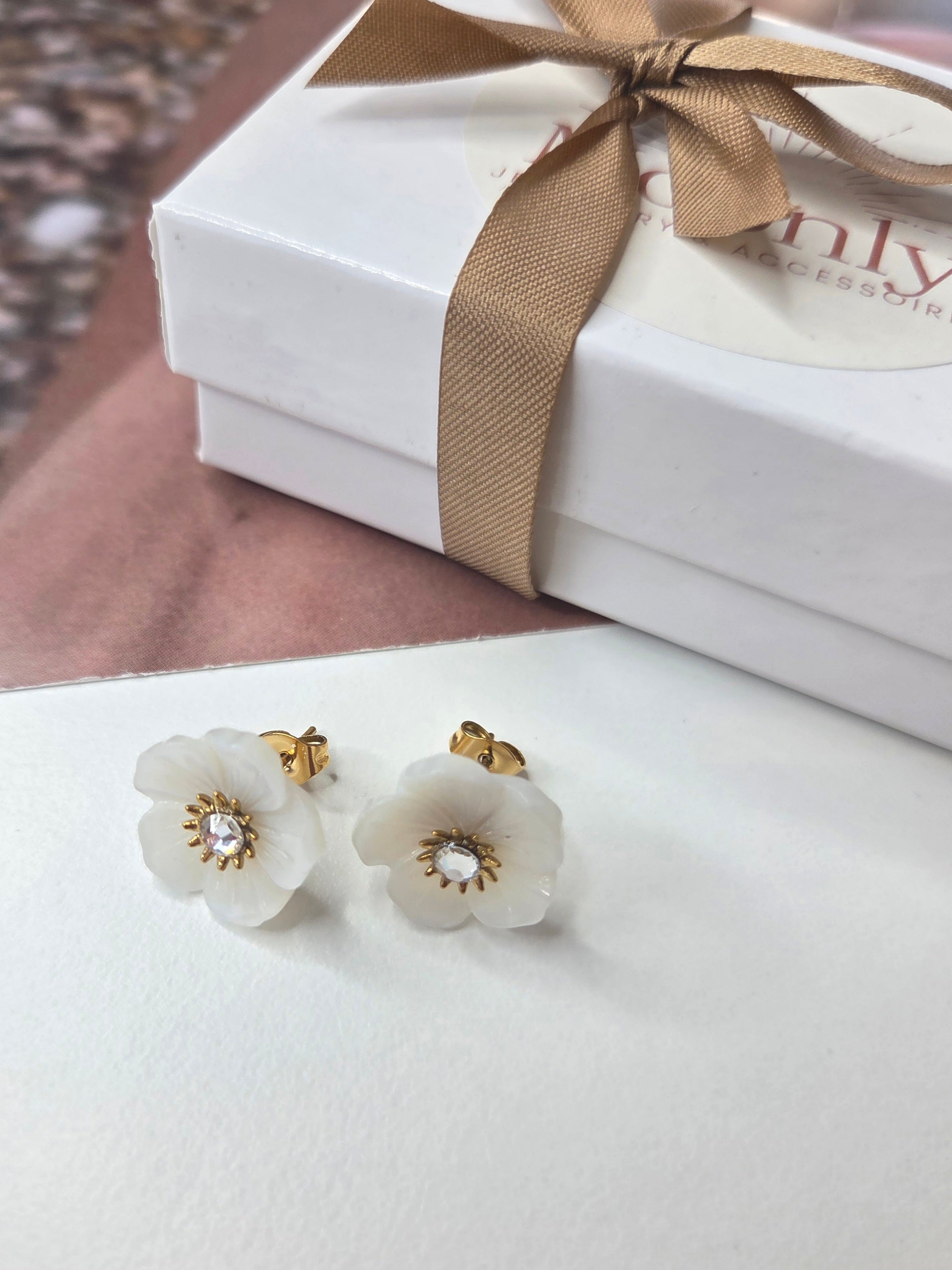 White flower studs