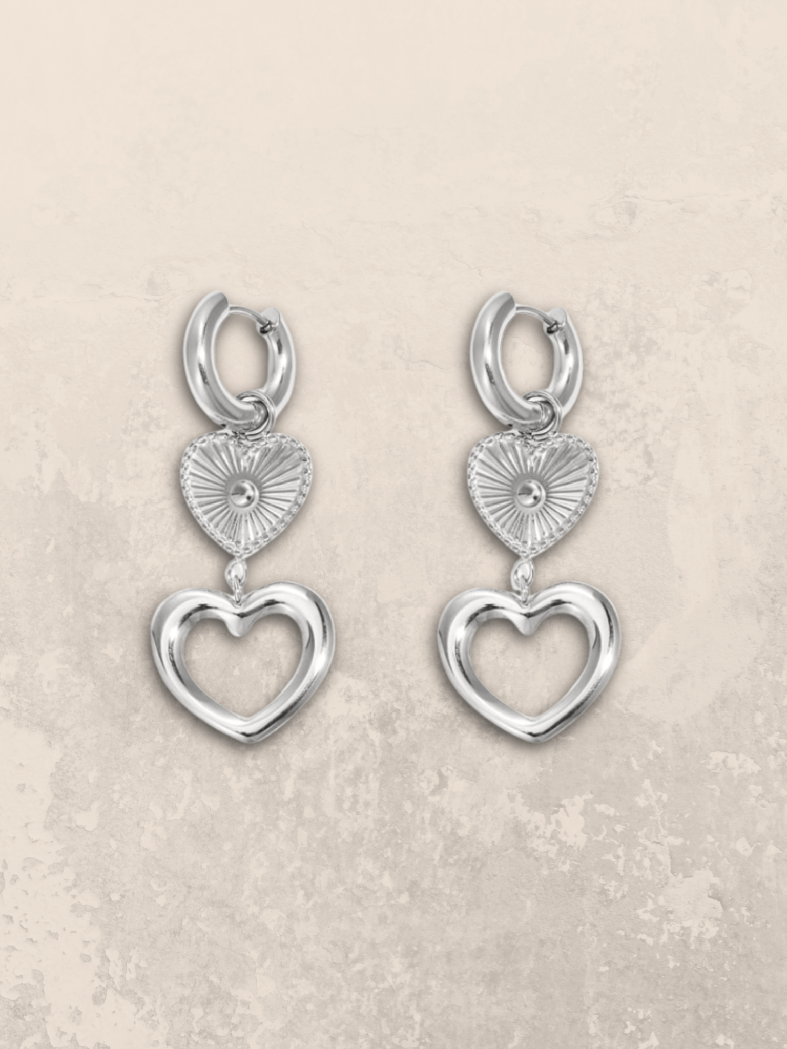 Drop my heart earrings silver