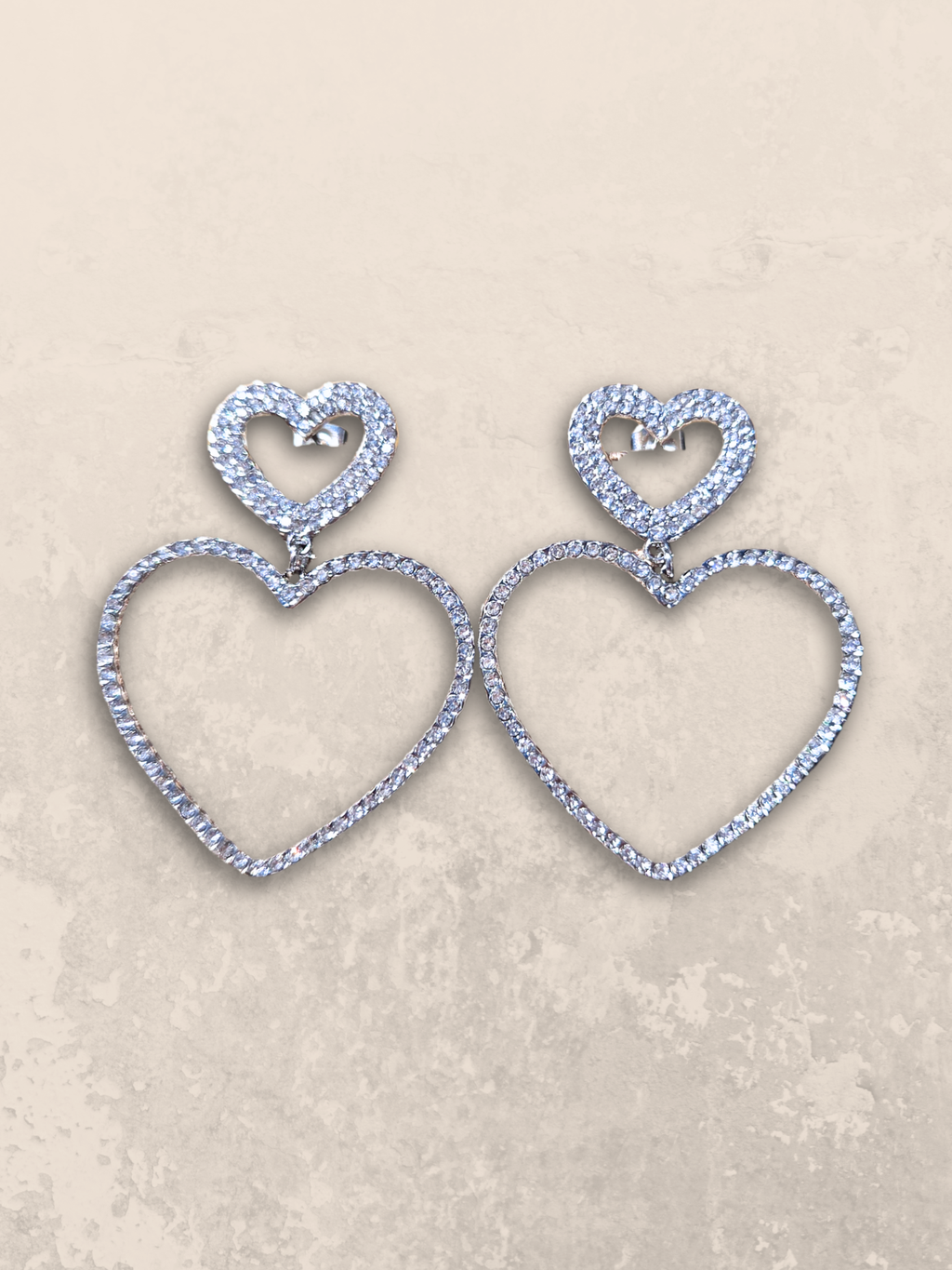 Double heart silver Earrings