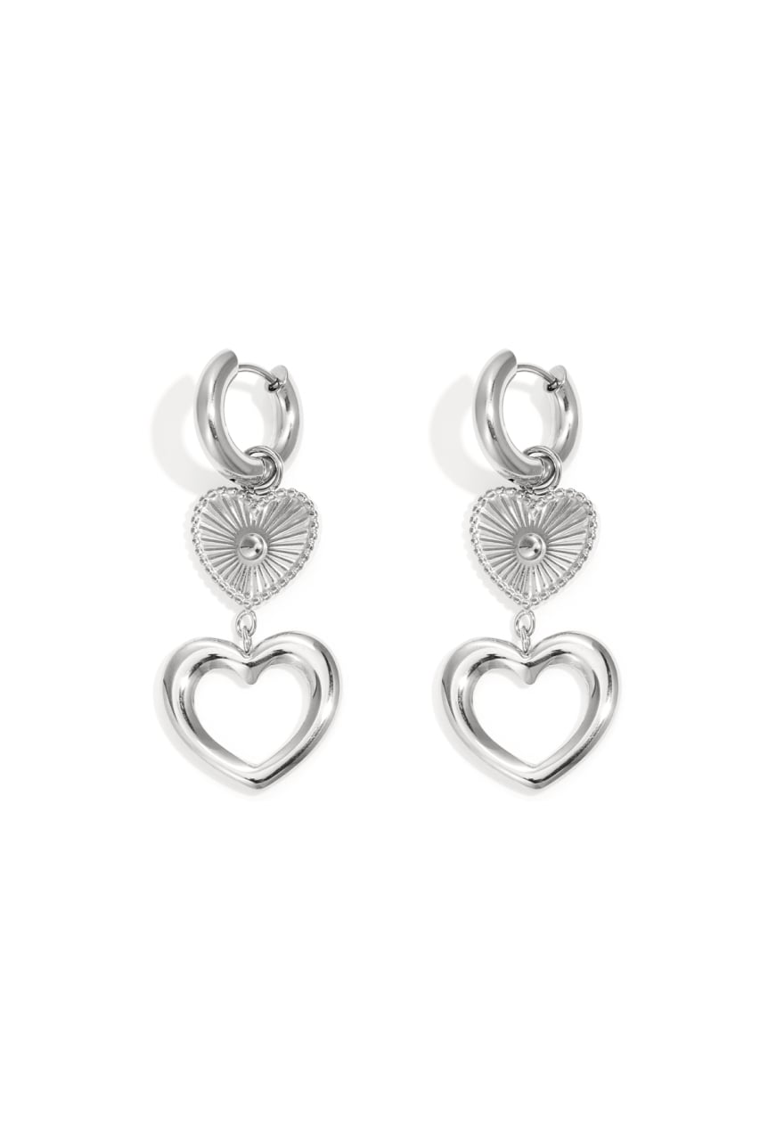 Drop my heart earrings silver