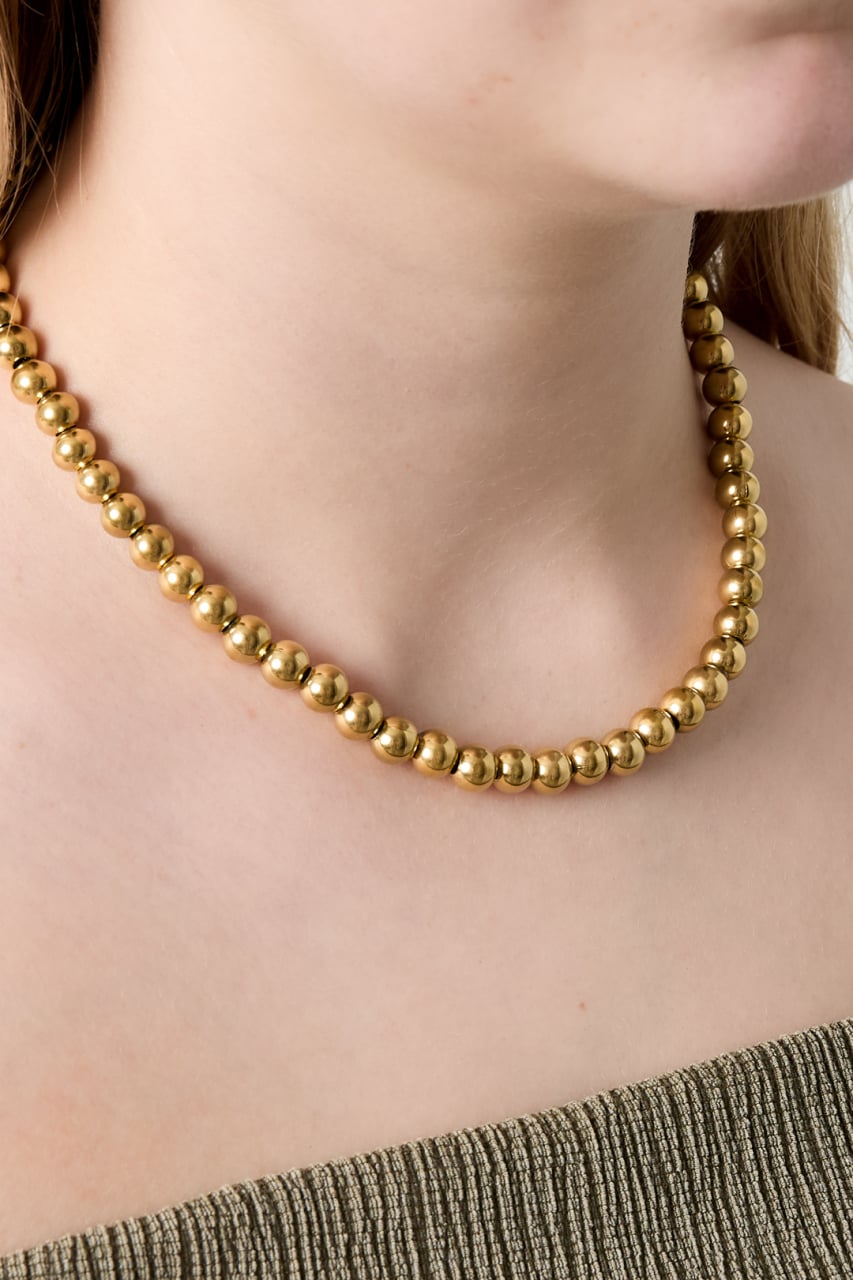Gold beads Necklace 8 mm