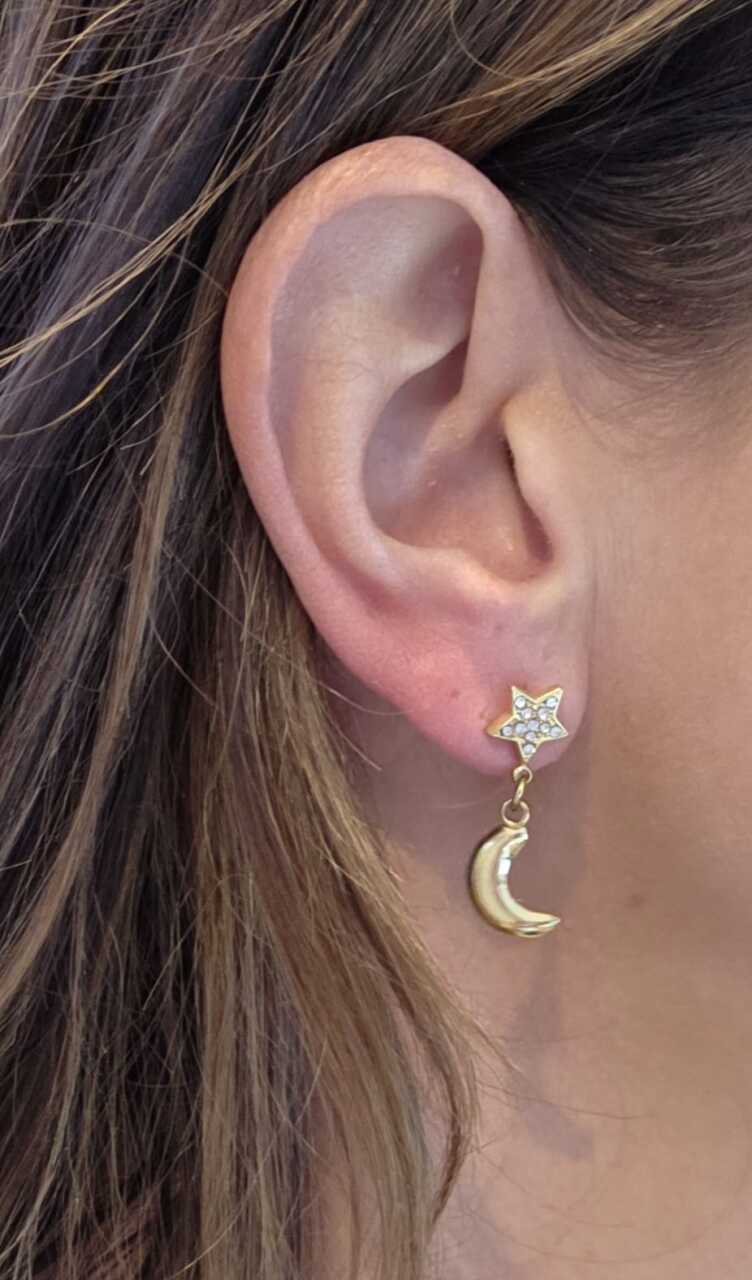 Moon and stars studs