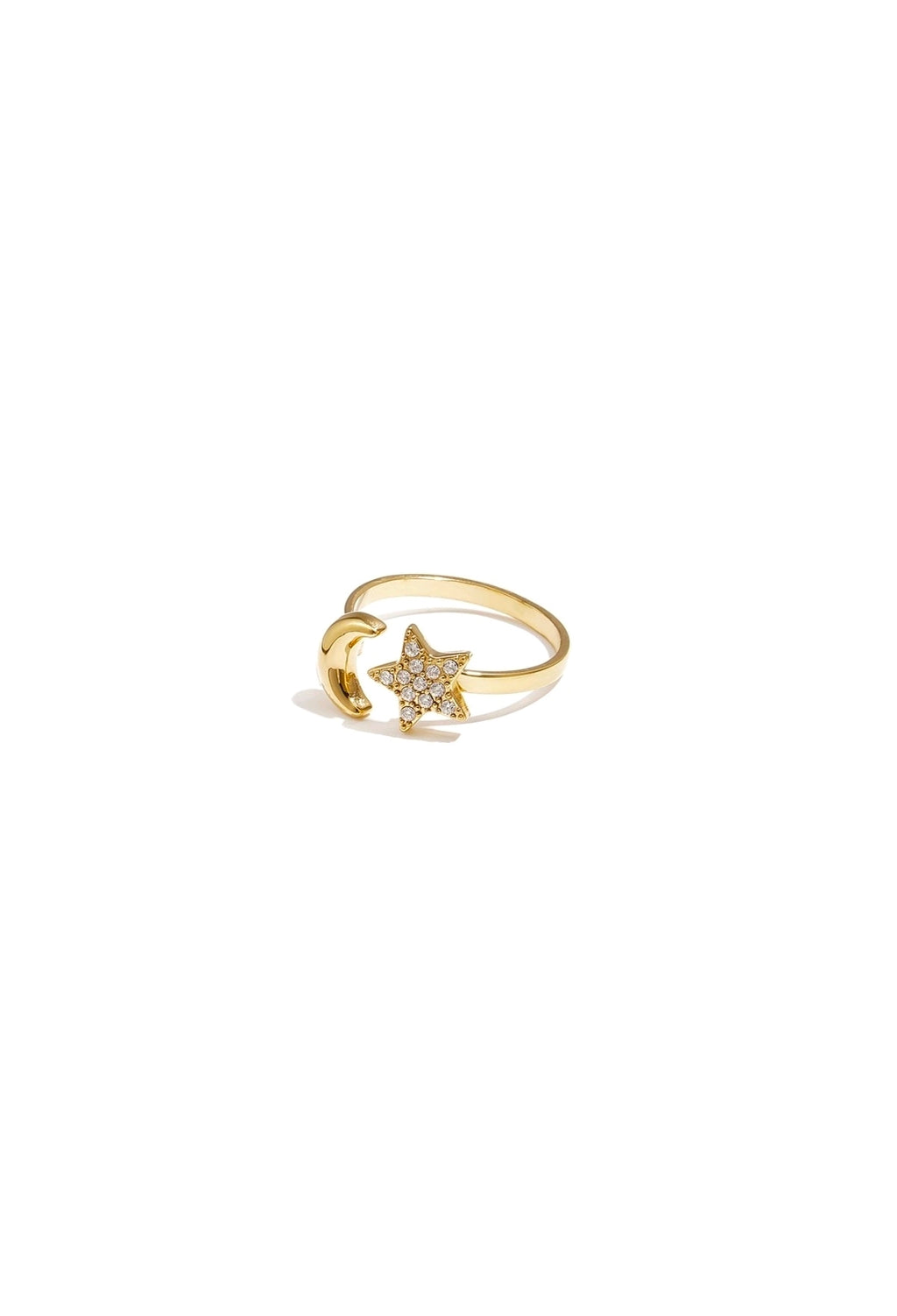 Moon and star ring gold