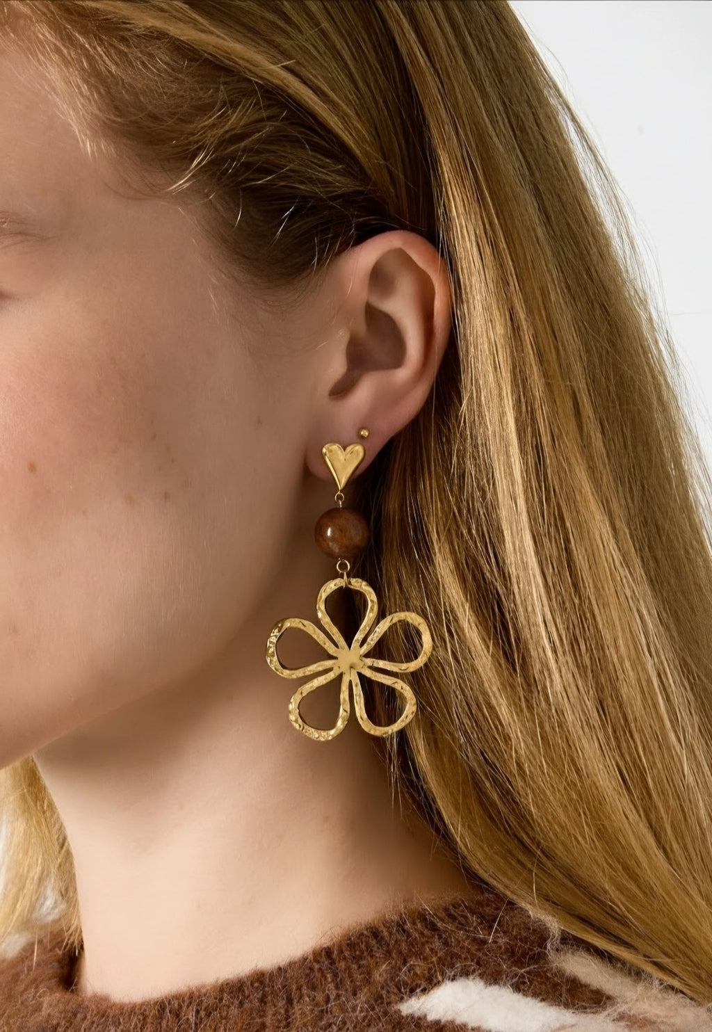 Flower Earrings Brown