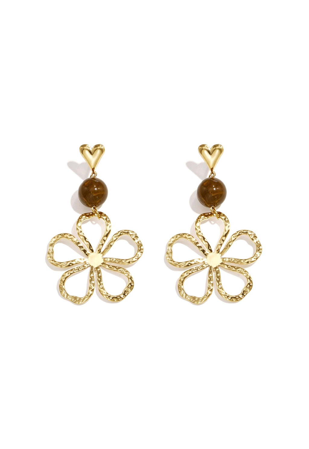 Flower Earrings Brown
