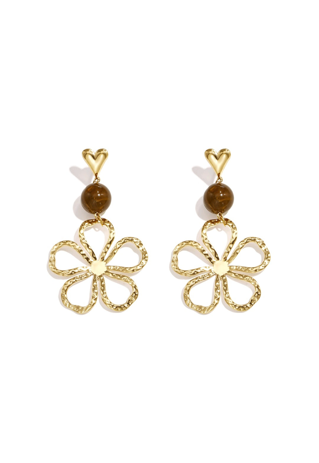 Flower Earrings Brown